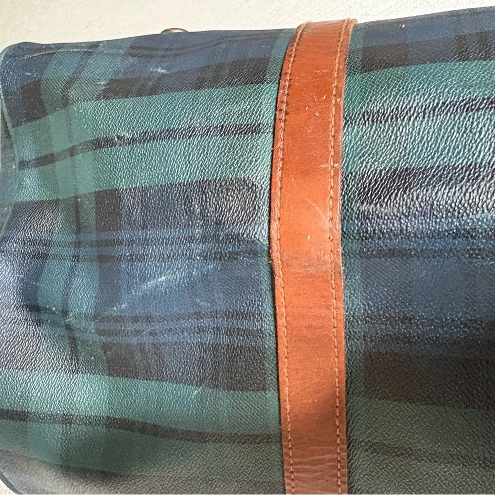 Vintage Ralph Lauren Brown and Green Plaid Men's Bag